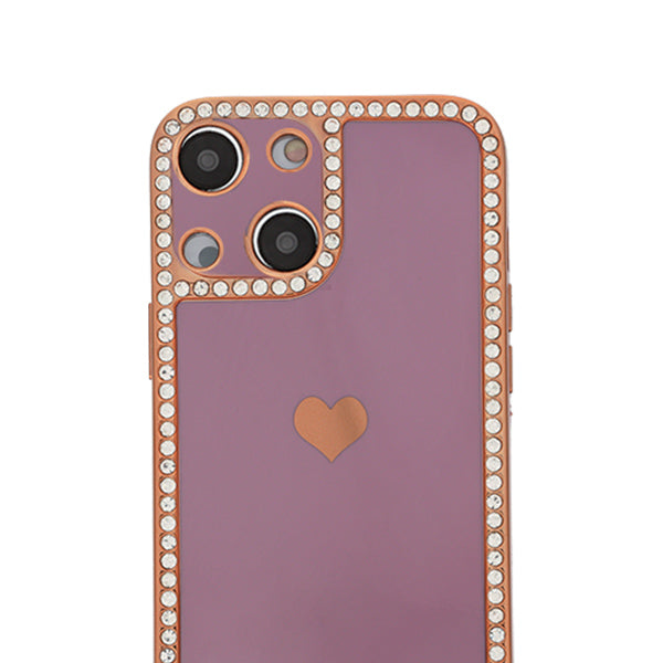 Bling Border Heart Tpu Skin Purple Case Iphone 13
