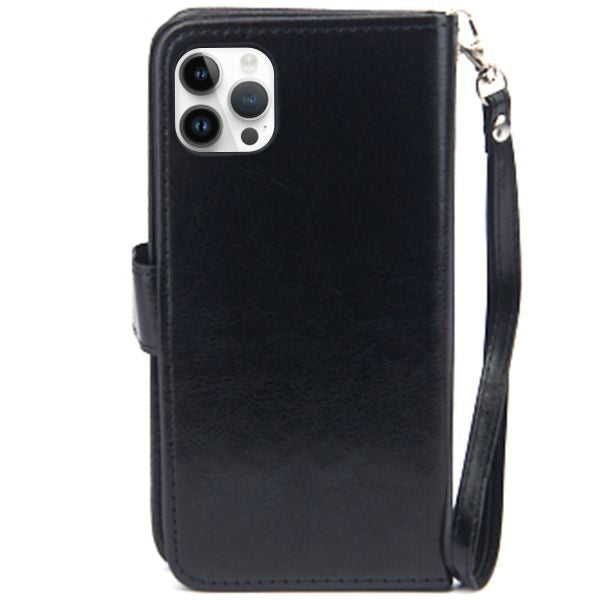 Handmade Detachable Bling Black Wallet IPhone 14 Pro Max