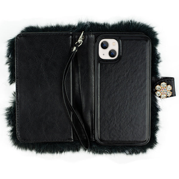 Fur Grey Detachable Wallet IPhone 14