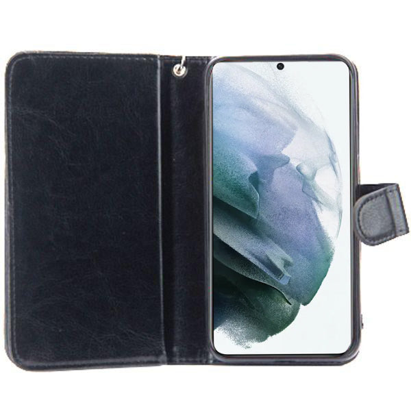 Handmade Detachable Bling Black Wallet Samsung S21 Plus