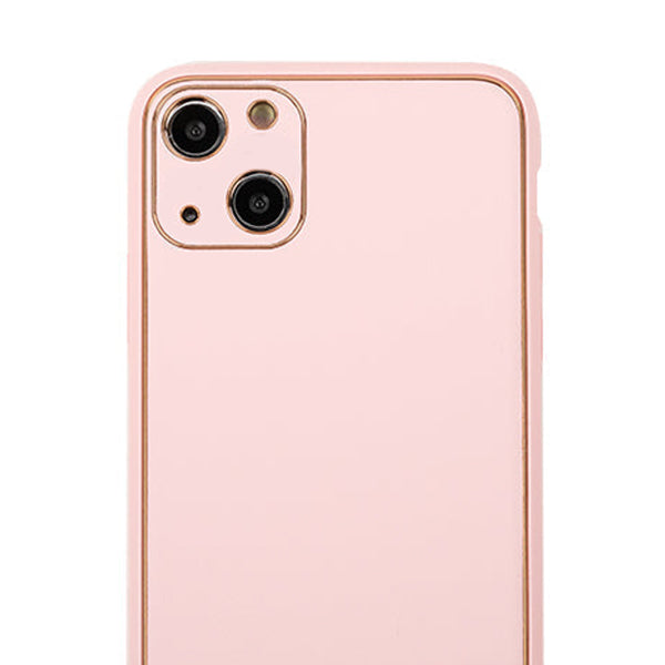 Leather Style Light Pink Gold Case IPhone 13