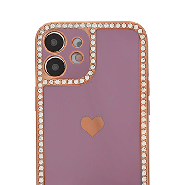 Bling Border Heart Tpu Skin Purple Case Iphone 11