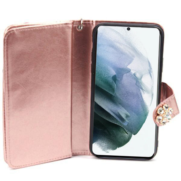 Handmade Detachable Bling Pink Flower Samsung S22 Plus