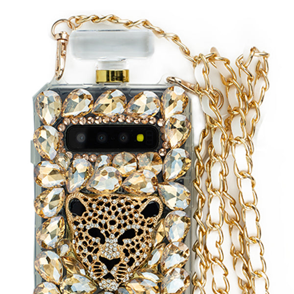 Handmade Gold Cheetah Bling Bottle Samsung S10 Plus