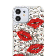 Silver Bling Red Lips Rhinestone Case Iphone 11