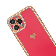 Bling Border Heart Tpu Skin Hot Pink Case Iphone 14 Plus