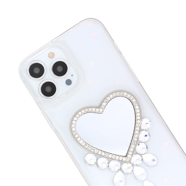 Bling Heart Mirror Clear Case Iphone 14 Pro