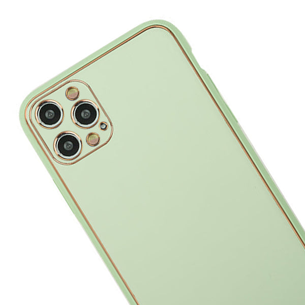 Leather Style Mint Green Gold Case IPhone 14 Pro Max