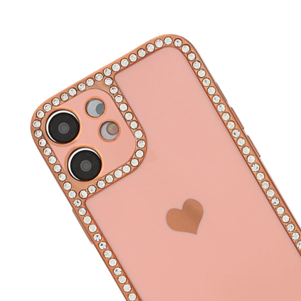 Bling Border Heart Tpu Skin Light Pink Case Iphone 11