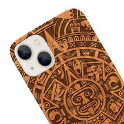 Mayan Calendar Aztec Wood Case Iphone 14