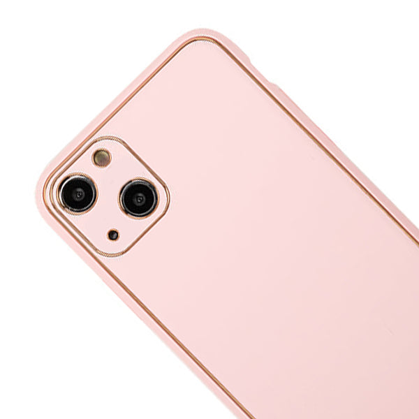 Leather Style Light Pink Gold Case IPhone 14