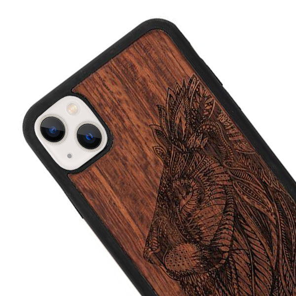 Real Wood Lion Iphone 13 Mini