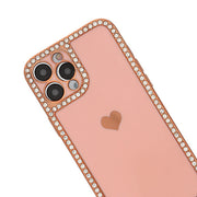 Bling Border Heart Tpu Skin Light Pink Case Iphone 13 Pro