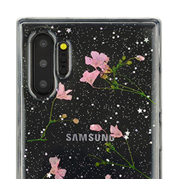 Real Flowers Pink Green Leaves Samsung Note 10 Plus
