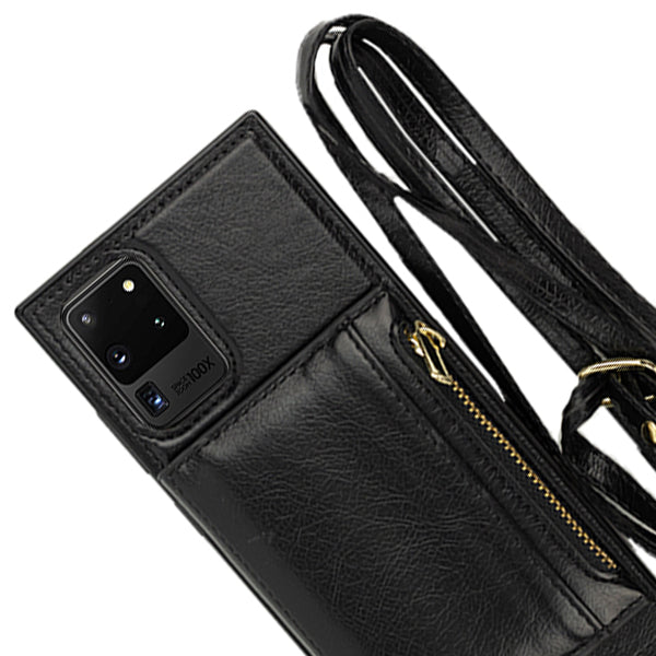Crossbody Card Case Wallet Black Samsung S20 Ultra
