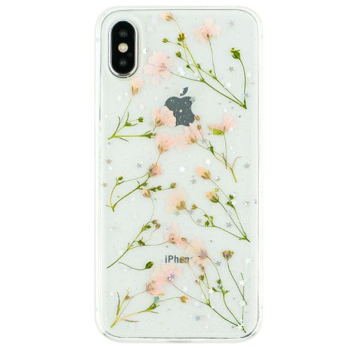 Real Flowers Pink Green Leaves Iphone 10/X/XS - Bling Cases.com