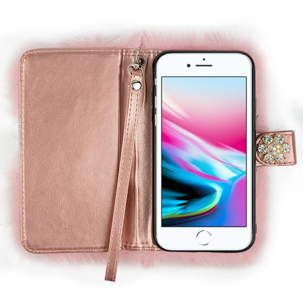 Fur Wallet Detachable Light Pink Iphone 7/8 SE 2020