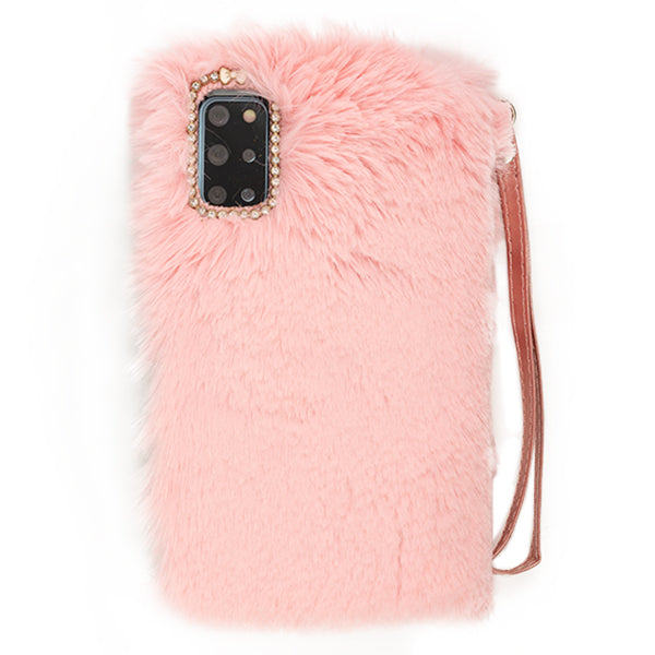 Fur Detachable Wallet Light Pink Samsung S20 Plus