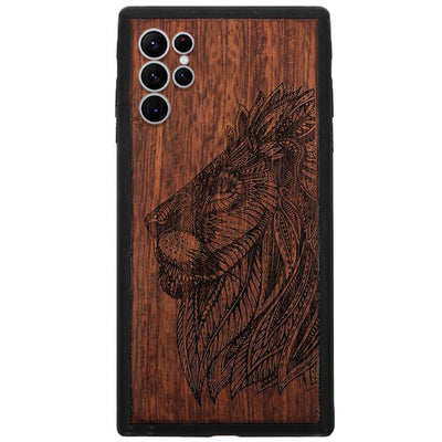 Lion Real Wood Case Samsung S22 Ultra