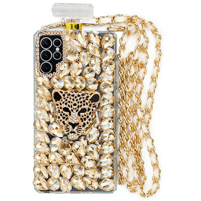 Handmade Gold Cheetah Bling Bottle Samsung S22 Ultra