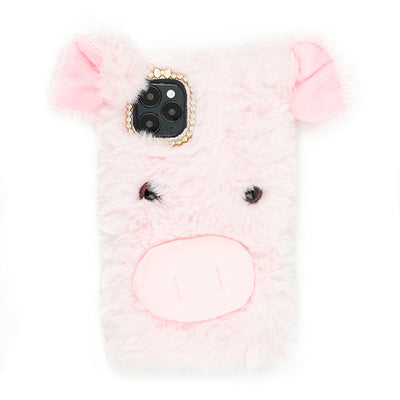 Pink Pig Fur Case Iphone 13 Pro Max