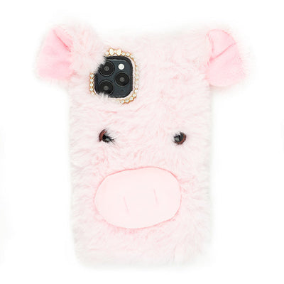 Pink Pig Fur Case Iphone 13 Pro