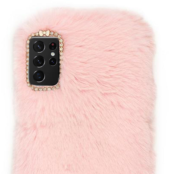 Fur Light Pink Case Samsung S21 Ultra