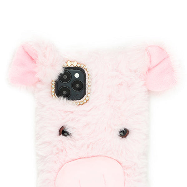 Pink Pig Fur Case Iphone 13 Pro