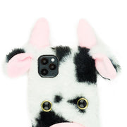 Cow Black White Fur Case  Iphone 14 Plus