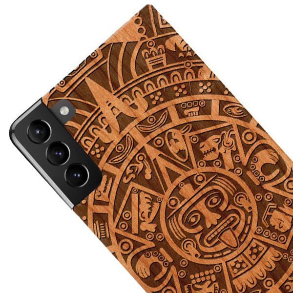 Mayan Calendar Aztec Wood Case Samsung S21