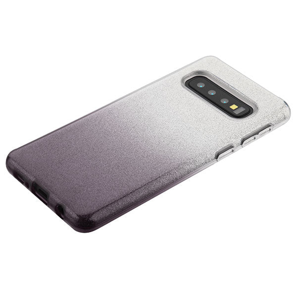 Glitter Black Silver Case Samsung S10 - Bling Cases.com