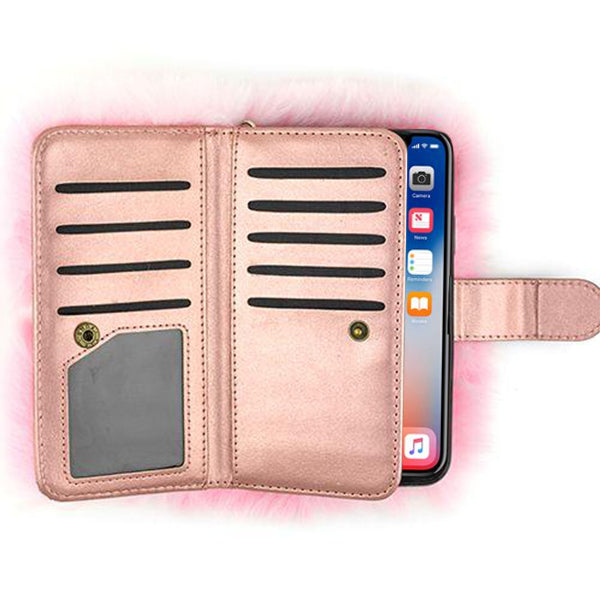 Fur Detachable Wallet LIght Pink Iphone XR