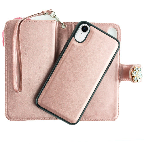 Handmade Pink Flower Bling Wallet IPhone XR