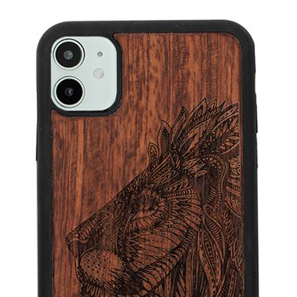 Real Wood Lion Iphone 12 Mini