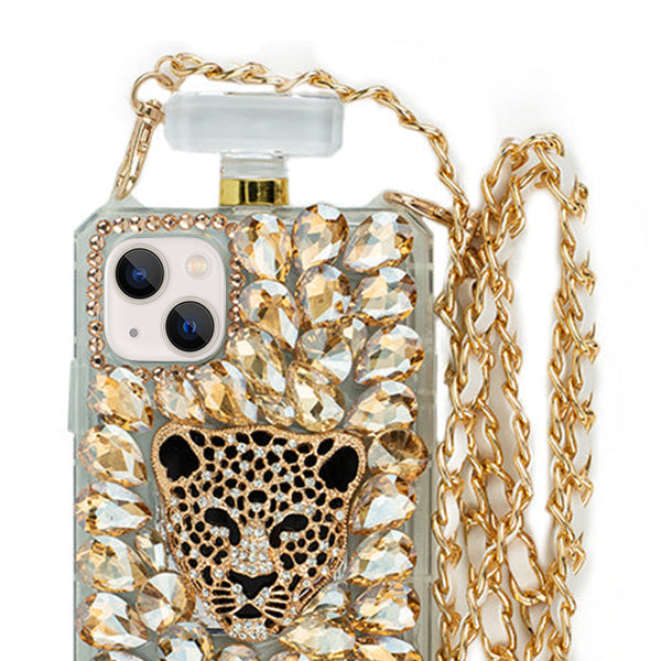 Handmade Cheetah Gold Bling Bottle Iphone 13 Mini