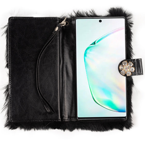 Fur Black Wallet Detachable Samsung Note 10 Plus