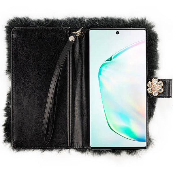 Fur Grey Wallet Detachable Samsung Note 10 Plus