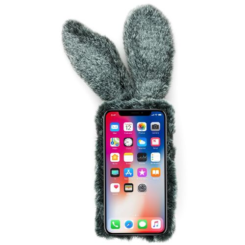 Bunny Fur Grey Case Iphone 10/X/XS - Bling Cases.com