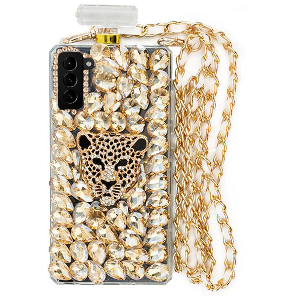 Handmade Gold Cheetah Bling Bottle Samsung S21