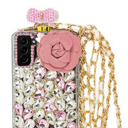 Handmade Bling Pink Flower  Bottle Case Samsung S22 Plus