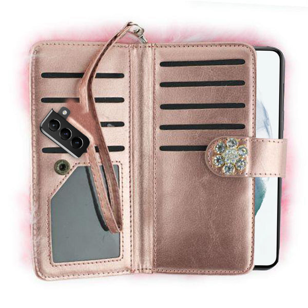 Fur Light Pink Wallet Detachable Samsung S22