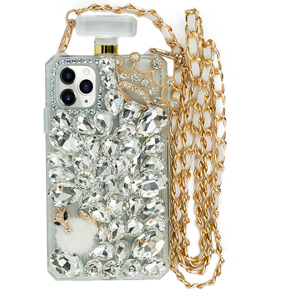 Diamond Crystal Cute Pearl Perfume Bottle Shaped Chain Handbag