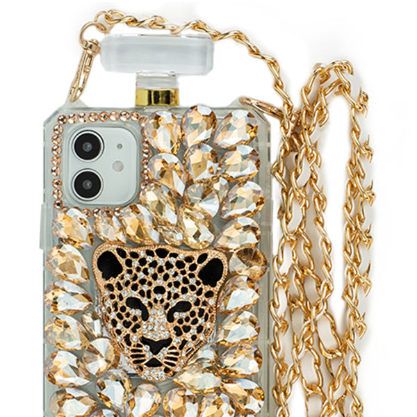 Handmade Cheetah Gold Bling Bottle Iphone 12 Mini