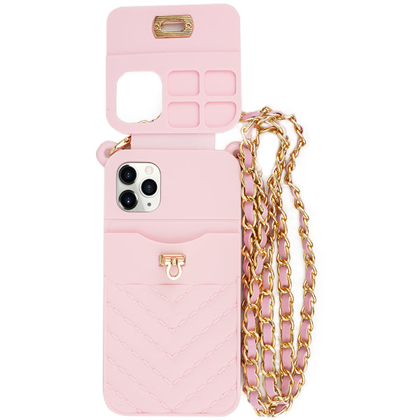 for iPhone 13 PRO MAX 6.7 Case, Babemall Diamond Grid TPU Protective Shell  + Crossbody Lanyard - Grid Pink