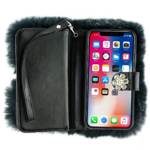 Fur Grey Wallet Iphone XS MAX - Bling Cases.com