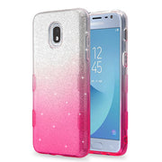 Glitter Hot Pink Silver Case J3 2018 - Bling Cases.com