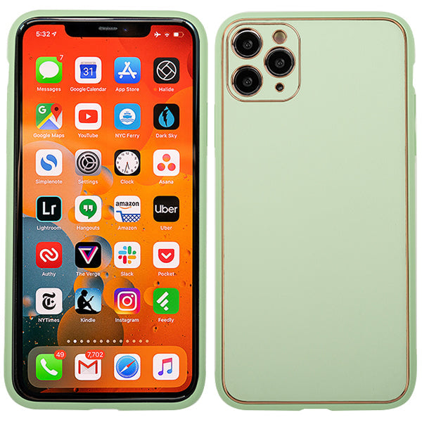 Leather Style Mint Green Gold Case IPhone 13 Pro