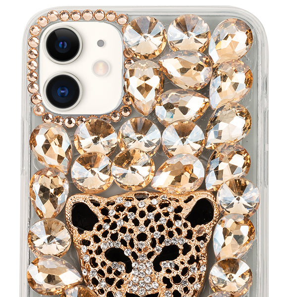 Handmade Cheetah Bling Gold Case Iphone 12 Mini
