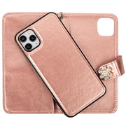 Handmade Detachable Bling Pink Flower Wallet IPhone 13 Pro