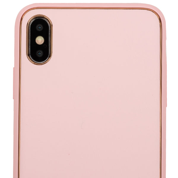 Leather Style Light Pink Gold Case Iphone XS Max